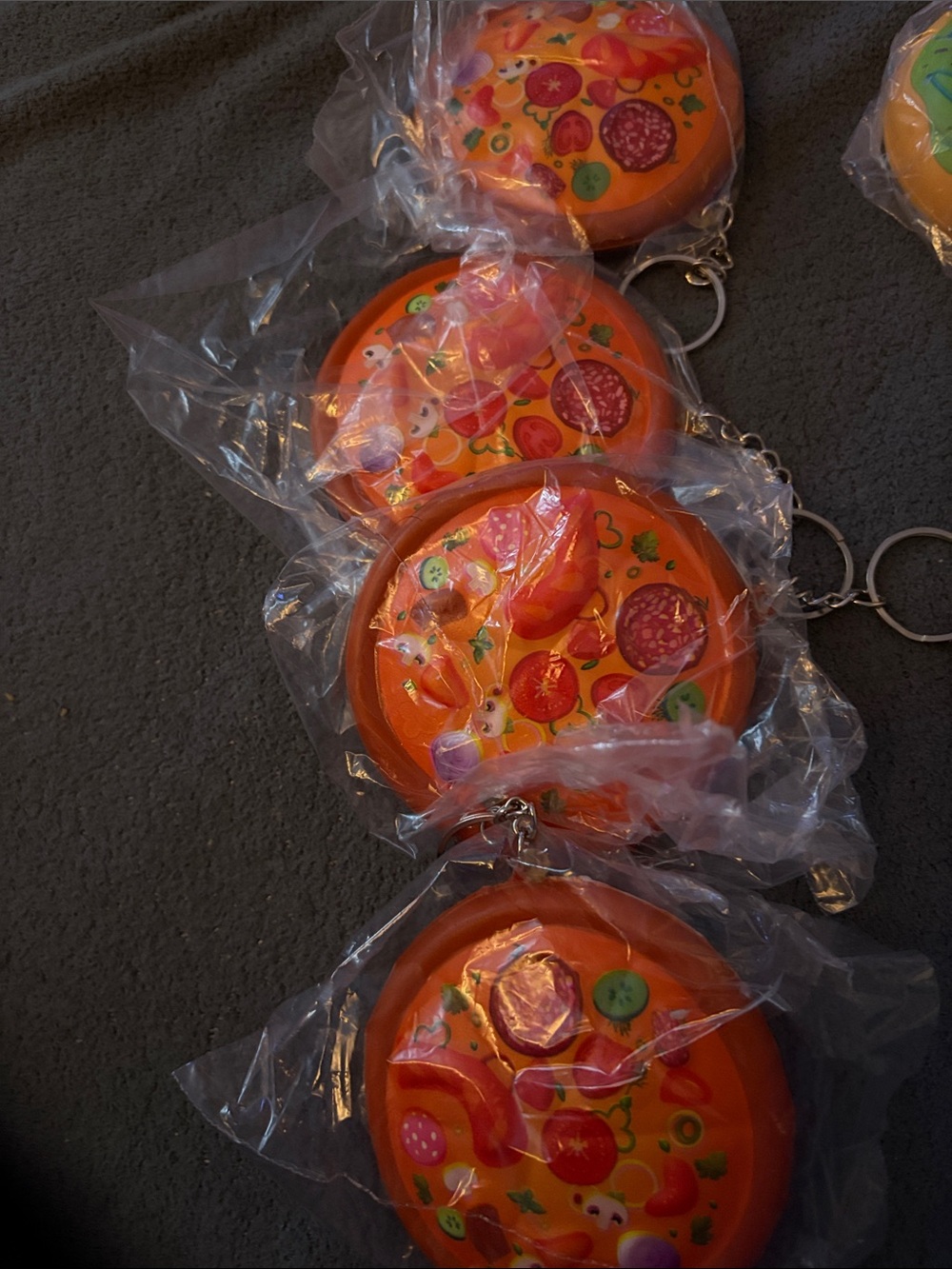 Orange Novelty Pizza Squishy Keychain - Decorative Home Accent